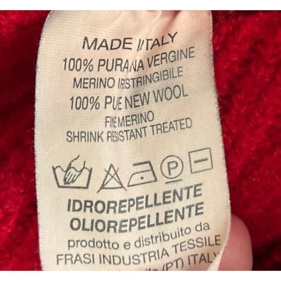 Ubaldin Scuola Italy Knit Red 100% Fine Merino Wool Thick Knit Collared US Small - Picture 9 of 9